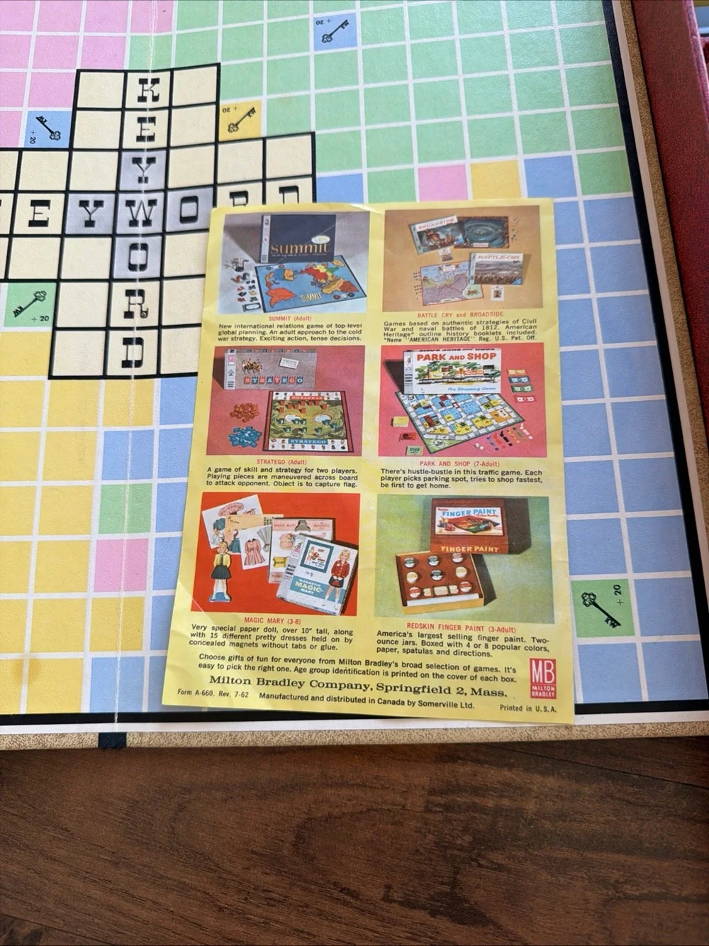 1953 Keyword Parker Brothers Game Includes rare game Brochure